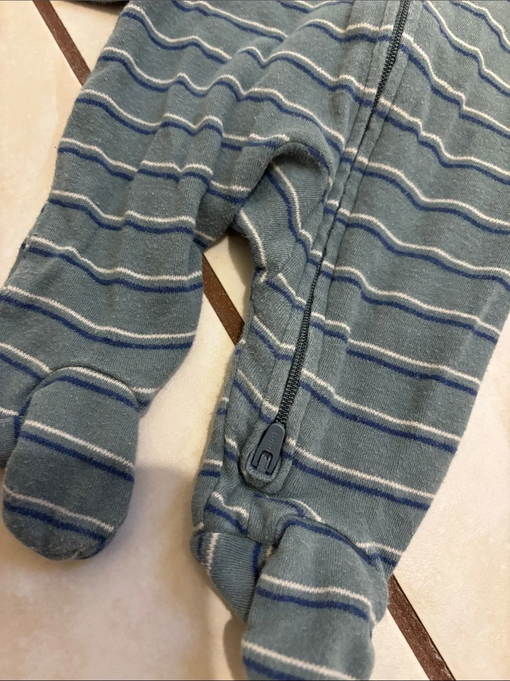Carter's Boys Footed One-Piece Set in Green, Blue, Cream